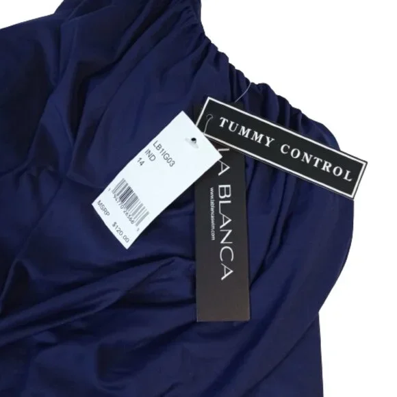 La Blanca Island Goddess Shirred One Shoulder One Piece Swimsuit Size 14 US NWT - Picture 4 of 8